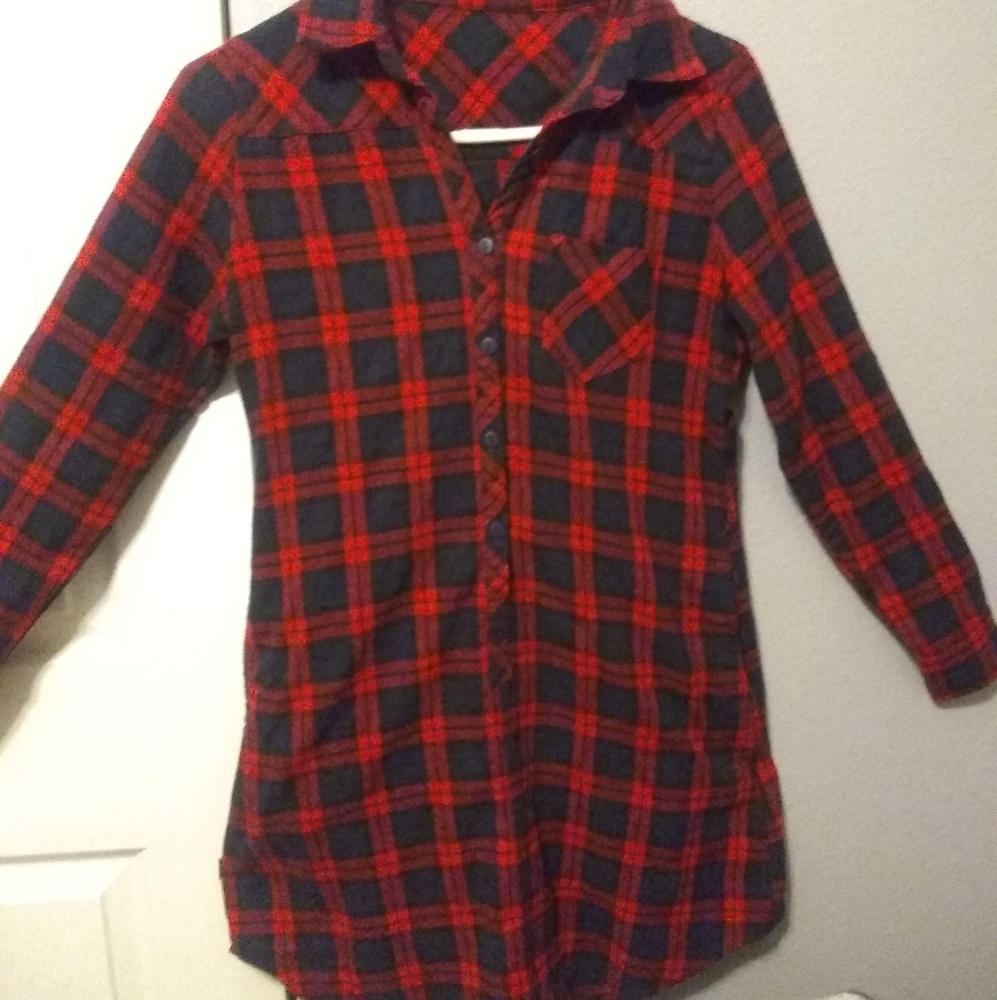 Plaid 1/2 button up dress size small